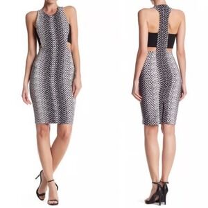 Elizabeth & James dress US 2 Ikat Phoenix short black white bodycon bandage $385